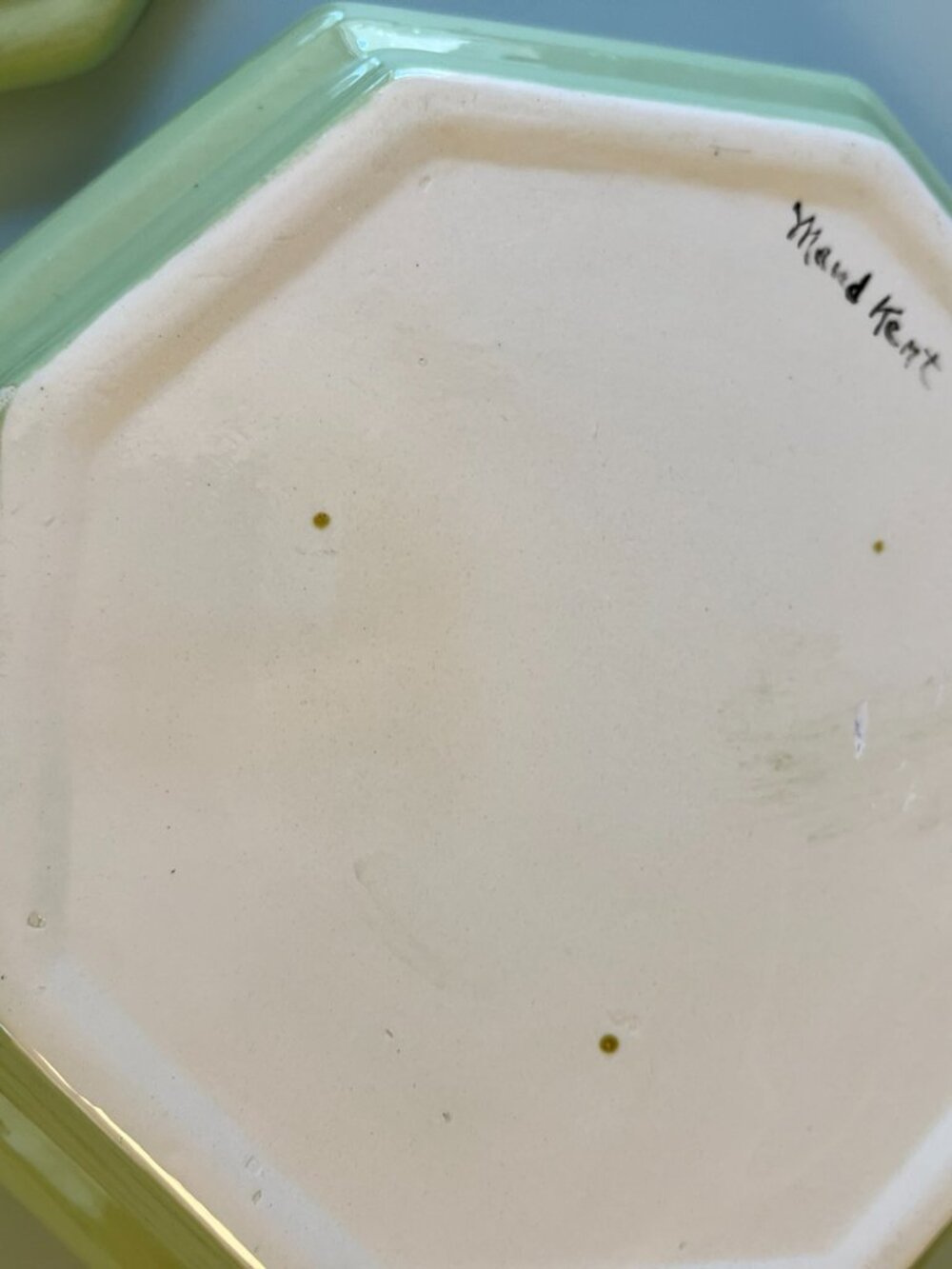 Vintage Large Ceramic Trinket Jewelry Dish Container with Lid Light Green 8" - Picture 5 of 10
